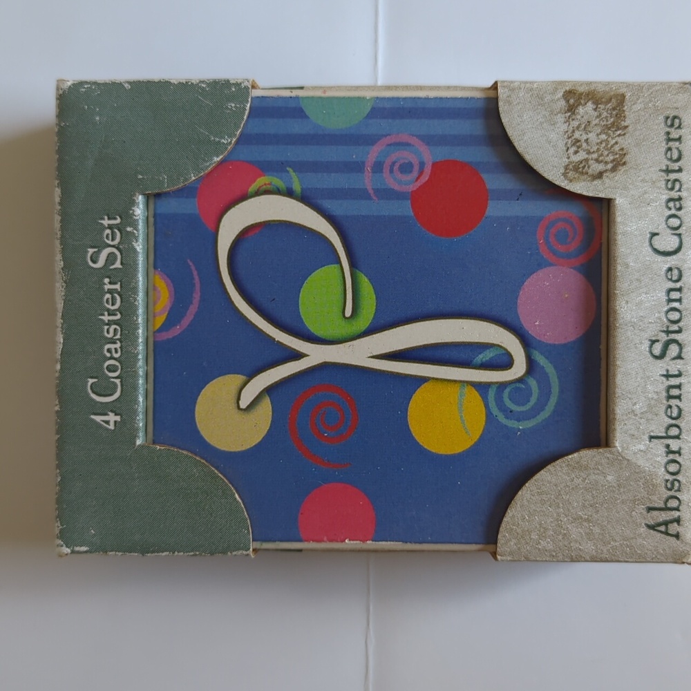 AbsorbaStone Coaster Set of 4 Absorbent Stone Letter Inital small p or d